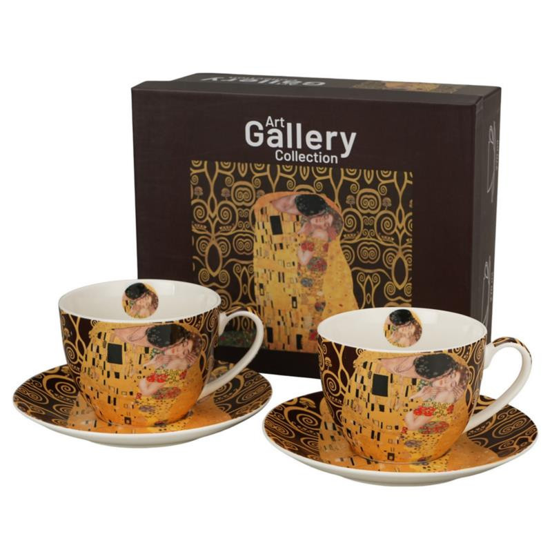 Filiżanki ze spodkami 2 sztuki The kiss brown 250ml